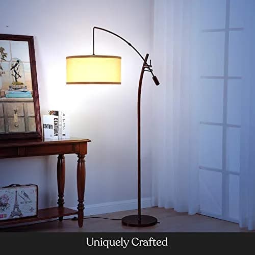 Brightech LED Floor Lamp, Modern Arc Lamp with Linen Shade, Tall, Adjustable Height, Bronze thumbnail 9