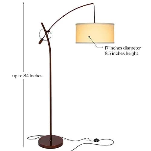 Brightech LED Floor Lamp, Modern Arc Lamp with Linen Shade, Tall, Adjustable Height, Bronze thumbnail 3
