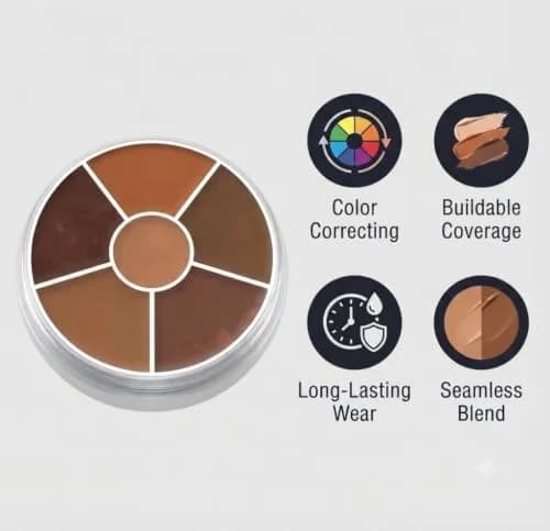 Kryolan Concealer Circle (Dark) 6-Color Cream Palette | Full Coverage, Vegan & Cruelty-Free thumbnail 5