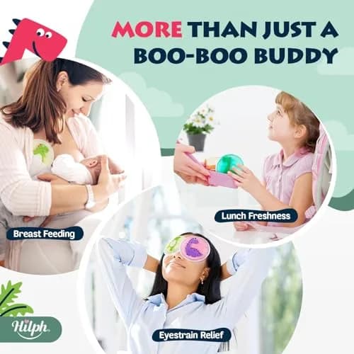 Hilph Kids Dino Ice Packs 3 Count (Pack of 1) | Soft Flexible Gel for Boo Boos, Fevers, and Injuries thumbnail 3