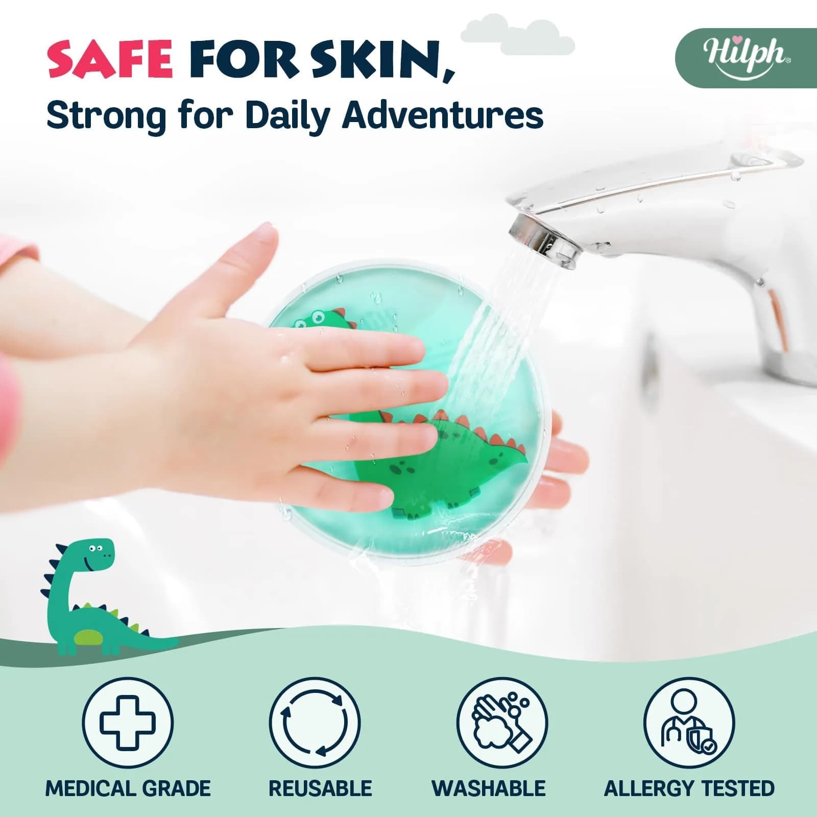 Hilph Kids Dino Ice Packs 3 Count (Pack of 1) | Soft Flexible Gel for Boo Boos, Fevers, and Injuries - view 4