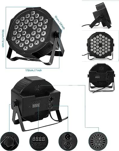 Litake Stage Par Lights, RGB 36 LED 2 Pack | Sound Activated, DMX & Remote Control (70-120 chars) thumbnail 5