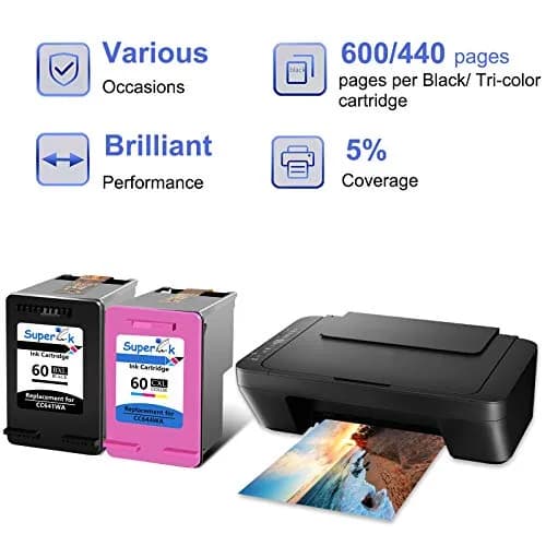 SuperInk Remanufactured Ink Cartridge for HP 60XL CC641WA CC644WA | Compatible for Deskjet & Envy Printers thumbnail 3