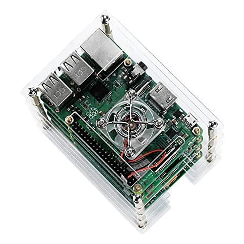 GeeekPi Stackable Acrylic Case with 4 Cooling Fans & Heatsinks for Raspberry Pi 4B/3B+/3B/2B | 120mm x 100mm x 72mm thumbnail 5