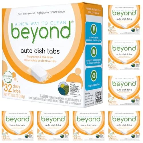 Beyond Auto Dish Tablets - Fragrance & Dye Free 256 Count (32 Count x 8 Boxes) | USDA Certified Biobased Content thumbnail 1