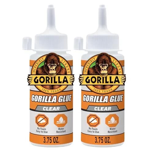 Gorilla Clear Glue, All Purpose, Polyurethane, 3.75 oz Bottle, 2-Pack | Crystal Clear, Water Resistant, Strong Bond thumbnail 1
