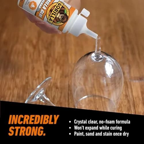 Gorilla Clear Glue, All Purpose, Polyurethane, 3.75 oz Bottle, 2-Pack | Crystal Clear, Water Resistant, Strong Bond thumbnail 4