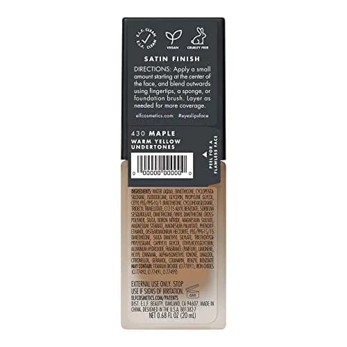 e.l.f. Flawless Satin Foundation, Maple, 20ml (0.68 Fl Oz) | Lightweight Medium Coverage thumbnail 6