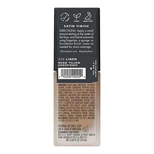 e.l.f. Flawless Satin Foundation Lightweight & Medium Coverage Linen 20ml (0.68 Fl Oz) | Semi-Matte Finish thumbnail 5