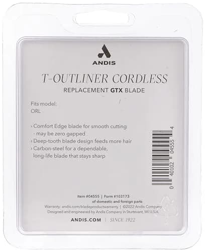 Andis Cordless T-Outliner Li Replacement Deep Tooth GTX Blade, Steel | Long-Lasting Carbon Steel Blade for Precise Hair Trimming thumbnail 2