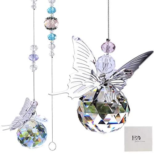 H&D HYALINE & DORA Handmade Crystal Butterfly Prism Suncatcher 30mm (9 in / 23 cm) | Rainbow Maker Hanging Decor thumbnail 1