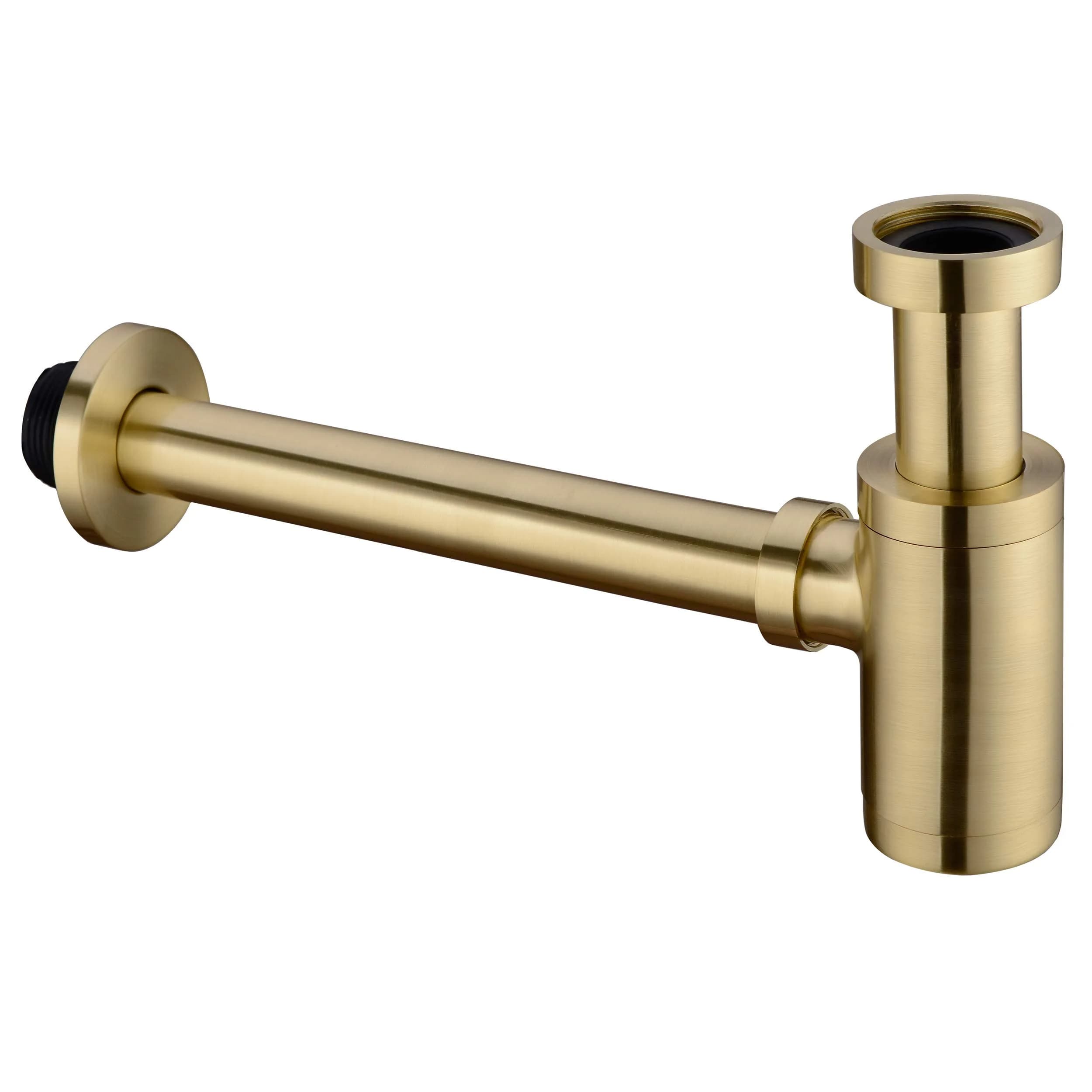 orhemus Brass Round Bottle P Trap, Adjustable Height, Brushed Gold Finish | Modern Bathroom Sink Drain - main product image