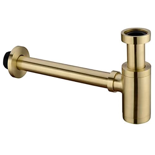 orhemus Brass Round Bottle P Trap, Adjustable Height, Brushed Gold Finish | Modern Bathroom Sink Drain thumbnail 1