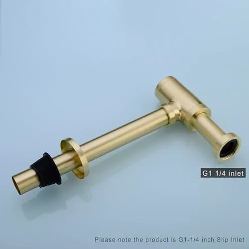 orhemus Brass Round Bottle P Trap, Adjustable Height, Brushed Gold Finish | Modern Bathroom Sink Drain thumbnail 4