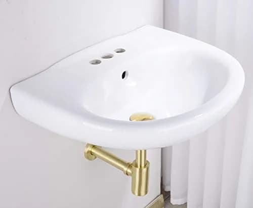 orhemus Brass Round Bottle P Trap, Adjustable Height, Brushed Gold Finish | Modern Bathroom Sink Drain thumbnail 8