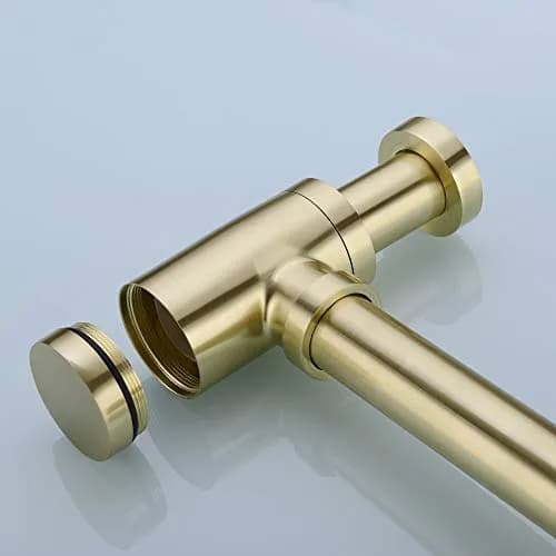 orhemus Brass Round Bottle P Trap, Adjustable Height, Brushed Gold Finish | Modern Bathroom Sink Drain thumbnail 3