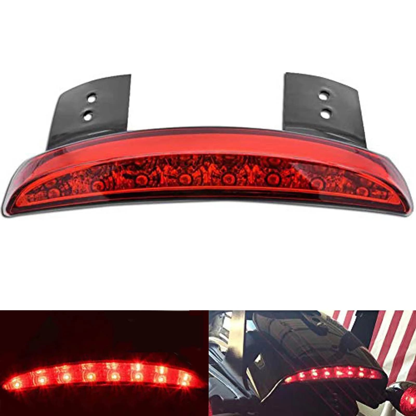 NATGIC Red Chopped Rear Fender Edge LED Brake Light Assembly for Harley XL 883N 1200N XL1200V XL1200X | 12V DC