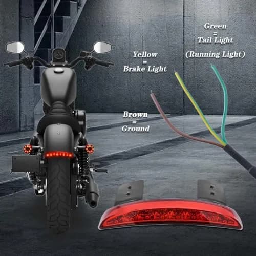 NATGIC Red Chopped Rear Fender Edge LED Brake Light Assembly for Harley XL 883N 1200N XL1200V XL1200X | 12V DC thumbnail 5
