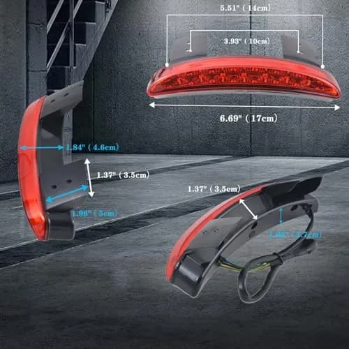 NATGIC Red Chopped Rear Fender Edge LED Brake Light Assembly for Harley XL 883N 1200N XL1200V XL1200X | 12V DC thumbnail 3