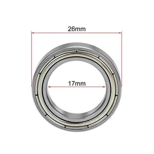 uxcell 6803ZZ Deep Groove Ball Bearing 17x26x5mm Double Shielded Chrome Steel Bearings (1-Pack) thumbnail 4