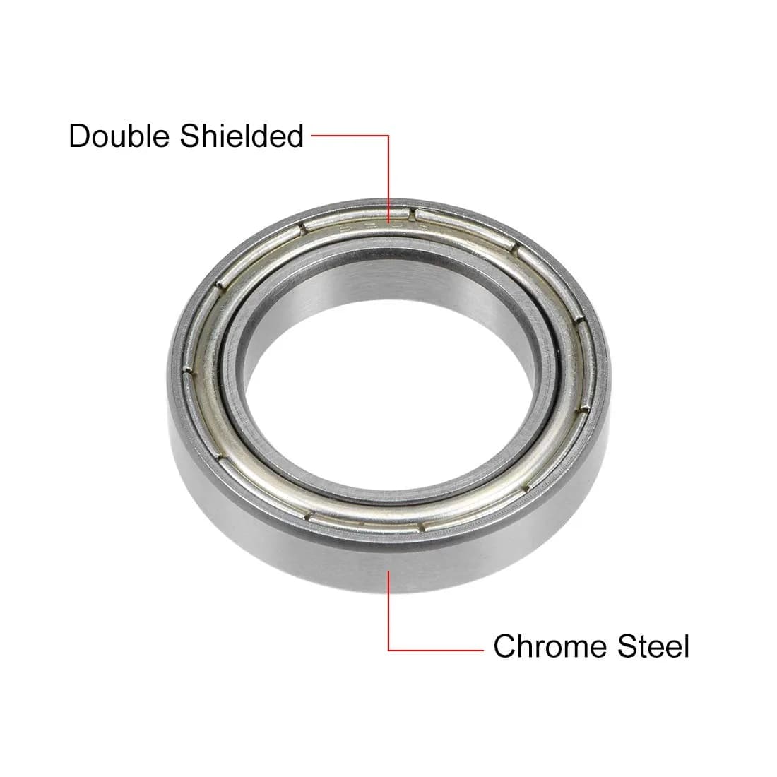 uxcell 6803ZZ Deep Groove Ball Bearing 17x26x5mm Double Shielded Chrome Steel Bearings (1-Pack) - view 2