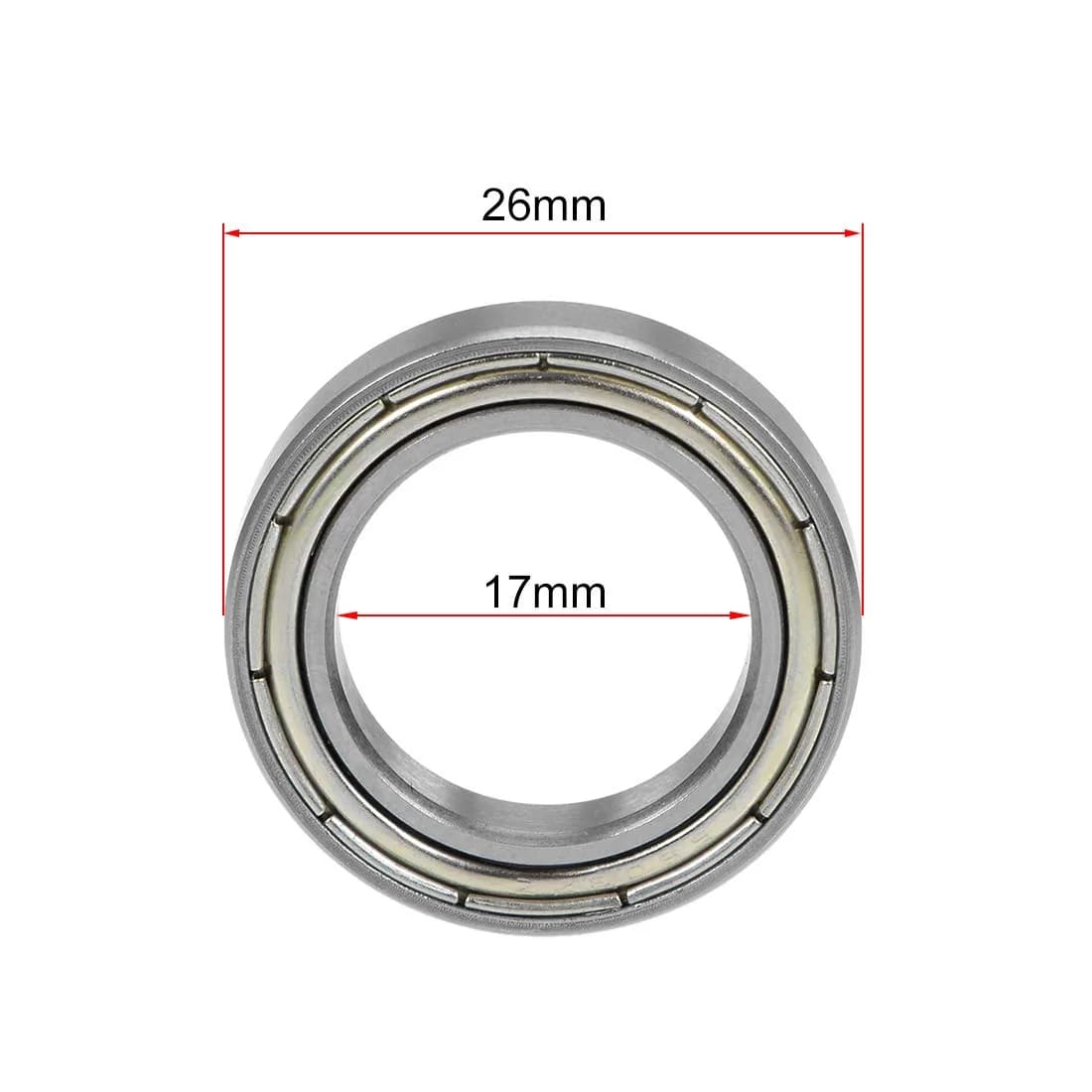 uxcell 6803ZZ Deep Groove Ball Bearing 17x26x5mm Double Shielded Chrome Steel Bearings (1-Pack) - view 4