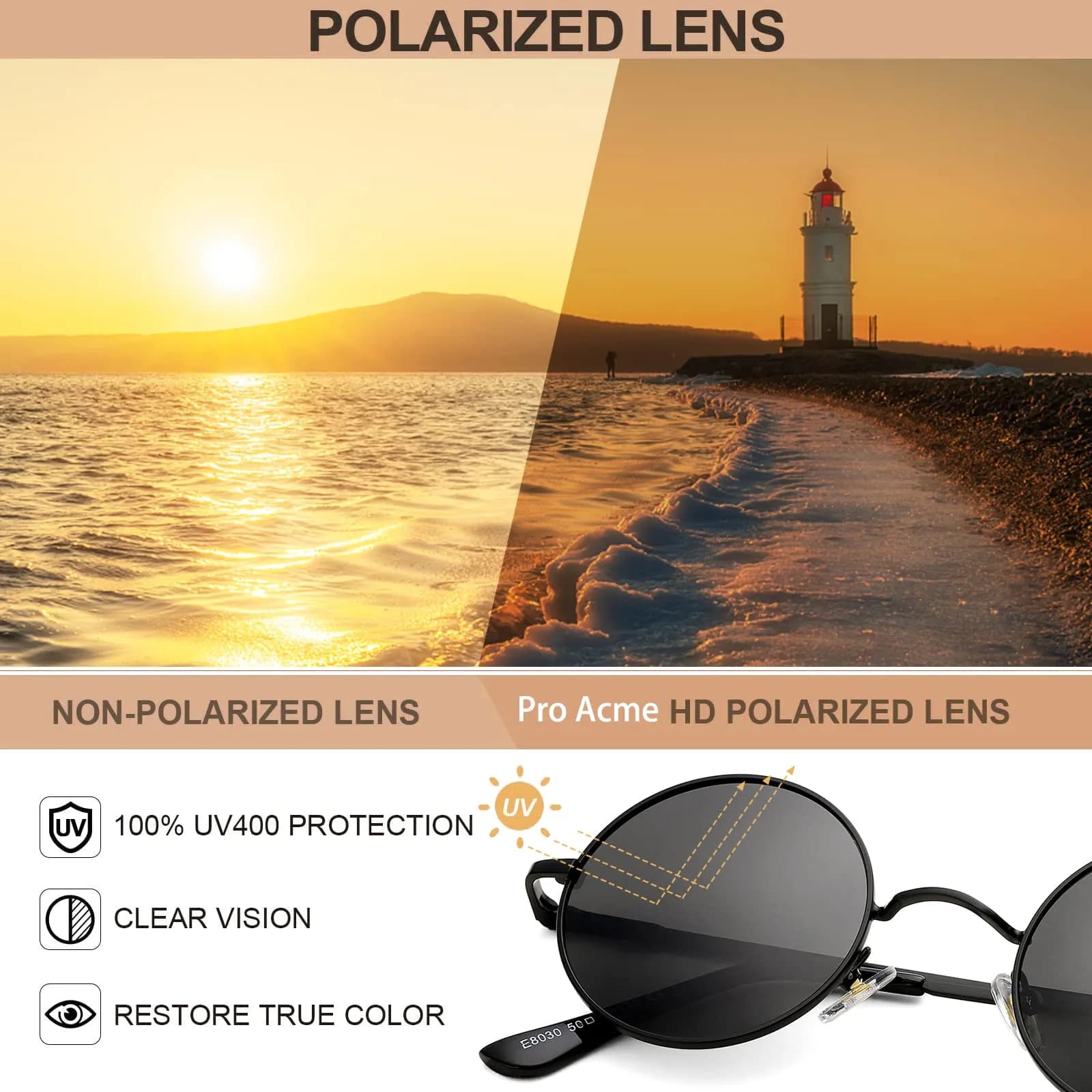 Pro Acme Small Round Polarized Sunglasses for Men Women | UV400 Protection - view 6