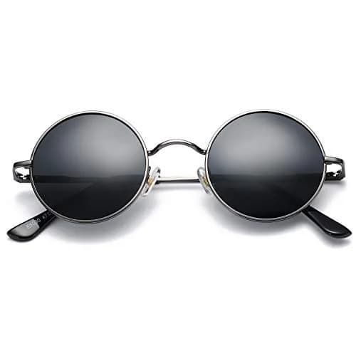 Pro Acme C5 Gunmetal Frame Black Lens Small Round Polarized Sunglasses UV400 thumbnail 1