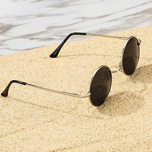 Pro Acme Small Round Polarized Sunglasses with UV400 Protection | Silver Frame, Black Lens thumbnail 7