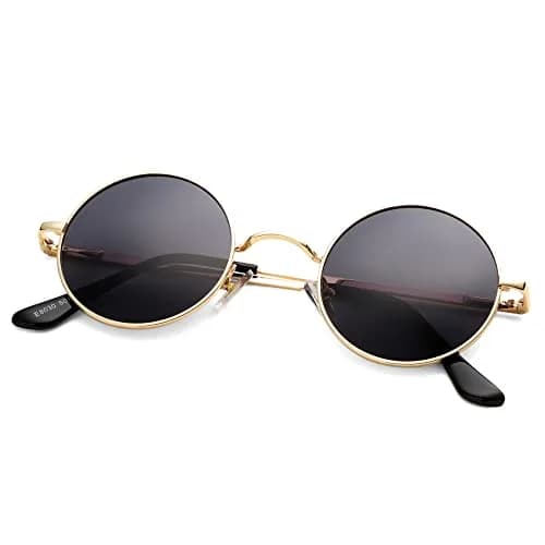 Pro Acme Small Round Polarized Sunglasses with UV400 Protection | Silver Frame, Black Lens — C1 - Gold Frame/Black Lens