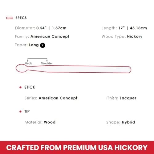 Vic Firth FS7A American Concept Freestyle 7A Drumsticks | 43.18cm (17") Hickory Wood thumbnail 6