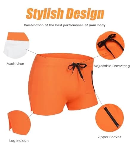 COOFANDY Mens Swim Trunks Bathing Suit Swim Brief Square Leg Board Short | Quick Dry, Zipper Pockets, Adjustable Drawstring, Water Sport Ready thumbnail 4