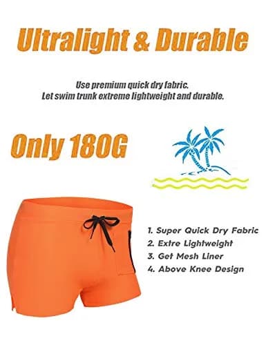COOFANDY Mens Swim Trunks Bathing Suit Swim Brief Square Leg Board Short | Quick Dry, Zipper Pockets, Adjustable Drawstring, Water Sport Ready thumbnail 5