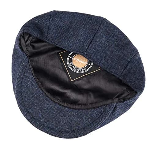VOBOOM Men Wool Blend Flat Ivy Gatsby Hat Newsboy Cap (Navy, 7 3/8) | Classic Wool Blend Newsboy Cap for Men thumbnail 5
