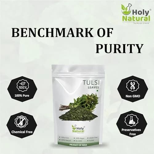 Holy Natural Basil Leaves Dried 200Gm | Organic Sweet Basil for Cooking & Tea thumbnail 6