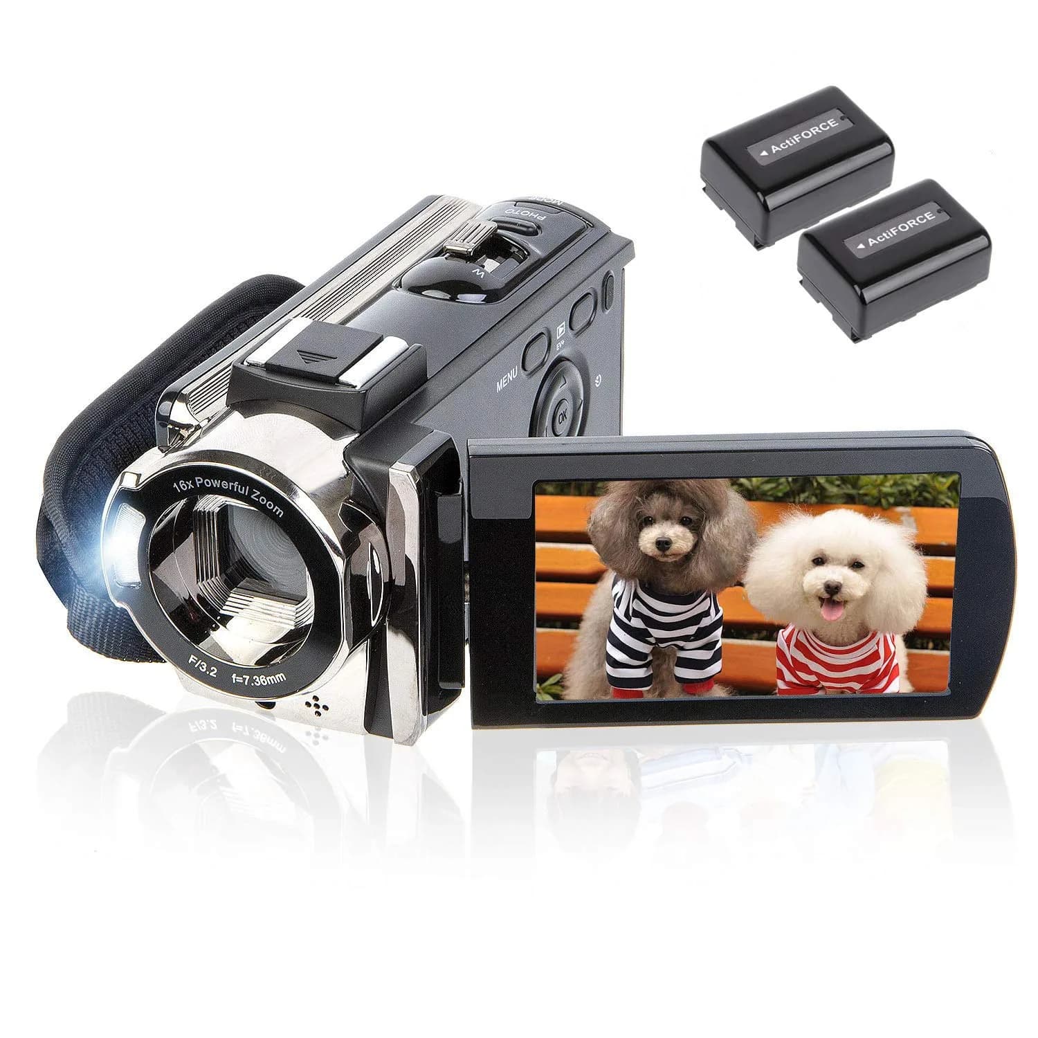 kicteck Full HD 1080P 15FPS Camcorder with 3.0" LCD, 16X Digital Zoom & Webcam Function (Black, 24MP) - main product image