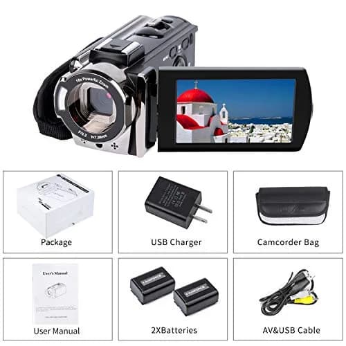 kicteck Full HD 1080P 15FPS Camcorder with 3.0" LCD, 16X Digital Zoom & Webcam Function (Black, 24MP) thumbnail 8