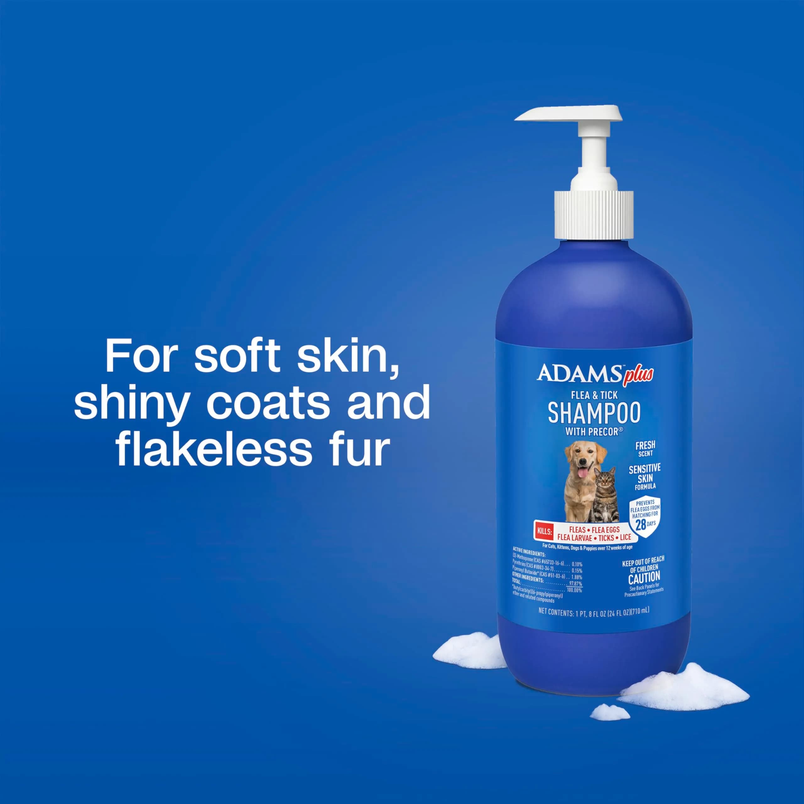 ADAMS Plus Flea & Tick Shampoo with Precor for Dogs & Cats 710ml (24 Fl Oz) | Kills Fleas, Ticks, Eggs & Lice - view 5