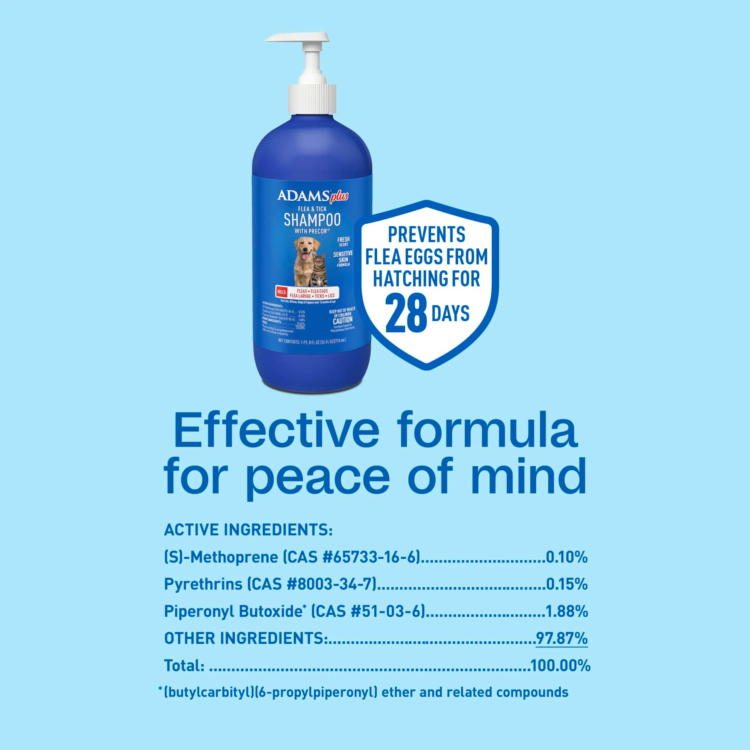 ADAMS Plus Flea & Tick Shampoo with Precor for Dogs & Cats 710ml (24 Fl Oz) | Kills Fleas, Ticks, Eggs & Lice - view 8