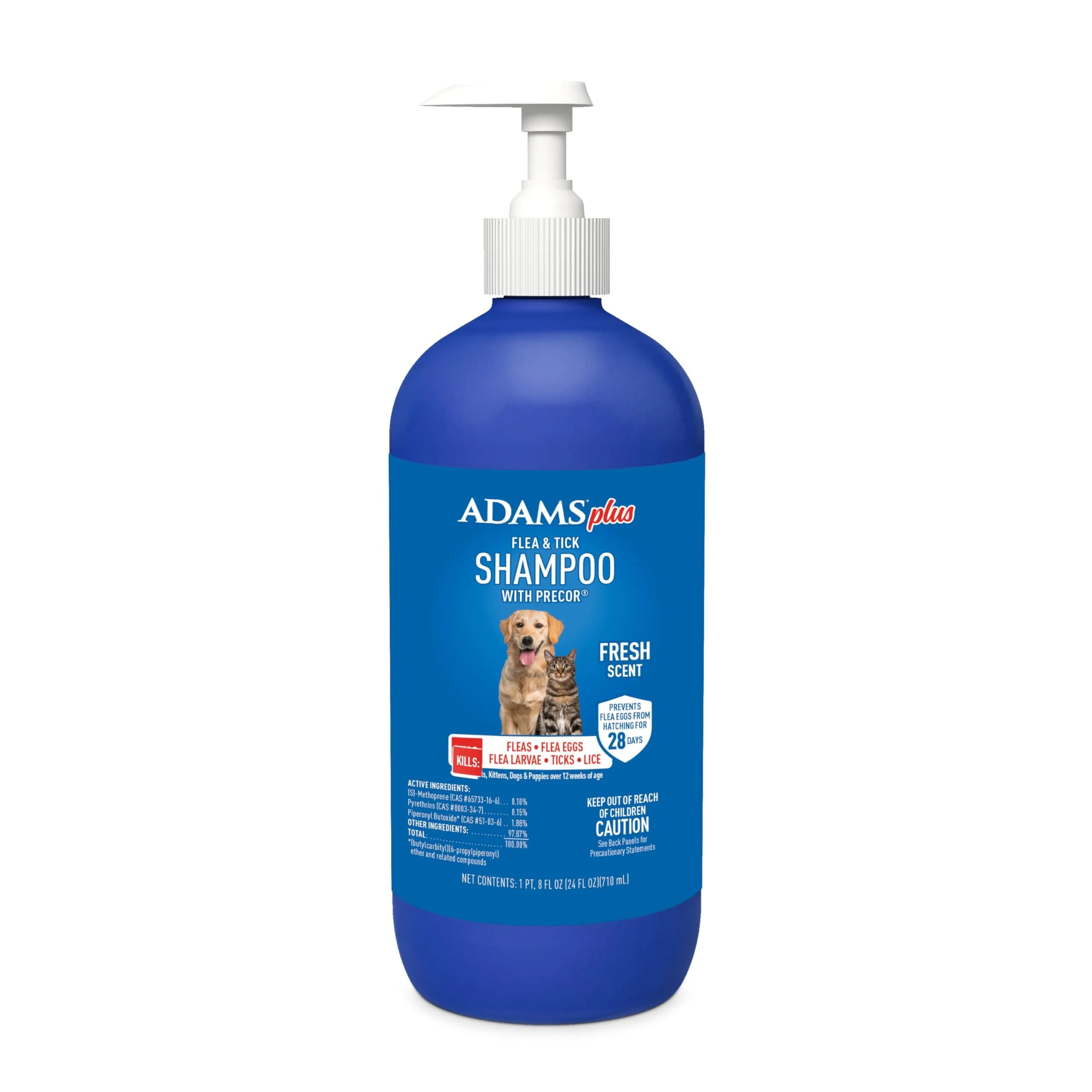 ADAMS Plus Flea & Tick Shampoo with Precor for Dogs, Cats, Puppies & Kittens, 355ml (12 Fl Oz) | Kills Fleas, Eggs, Ticks & Lice — 24 Ounces