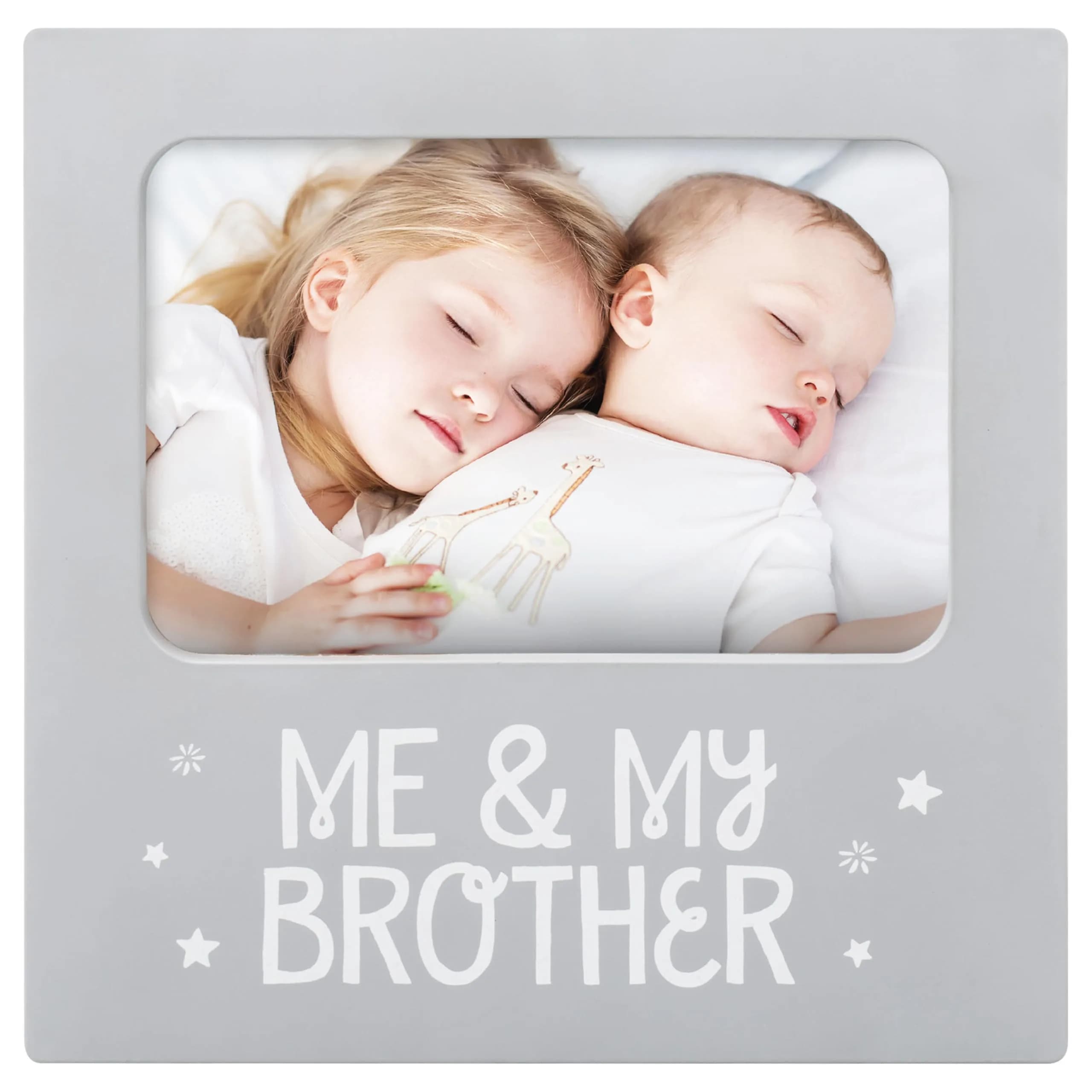 tiny ideas Guest Signature Sonogram Keepsake Frame with Silver Marker & Easel | Holds 4" x 5" Ultrasound Photo — Me and My Brother Frame