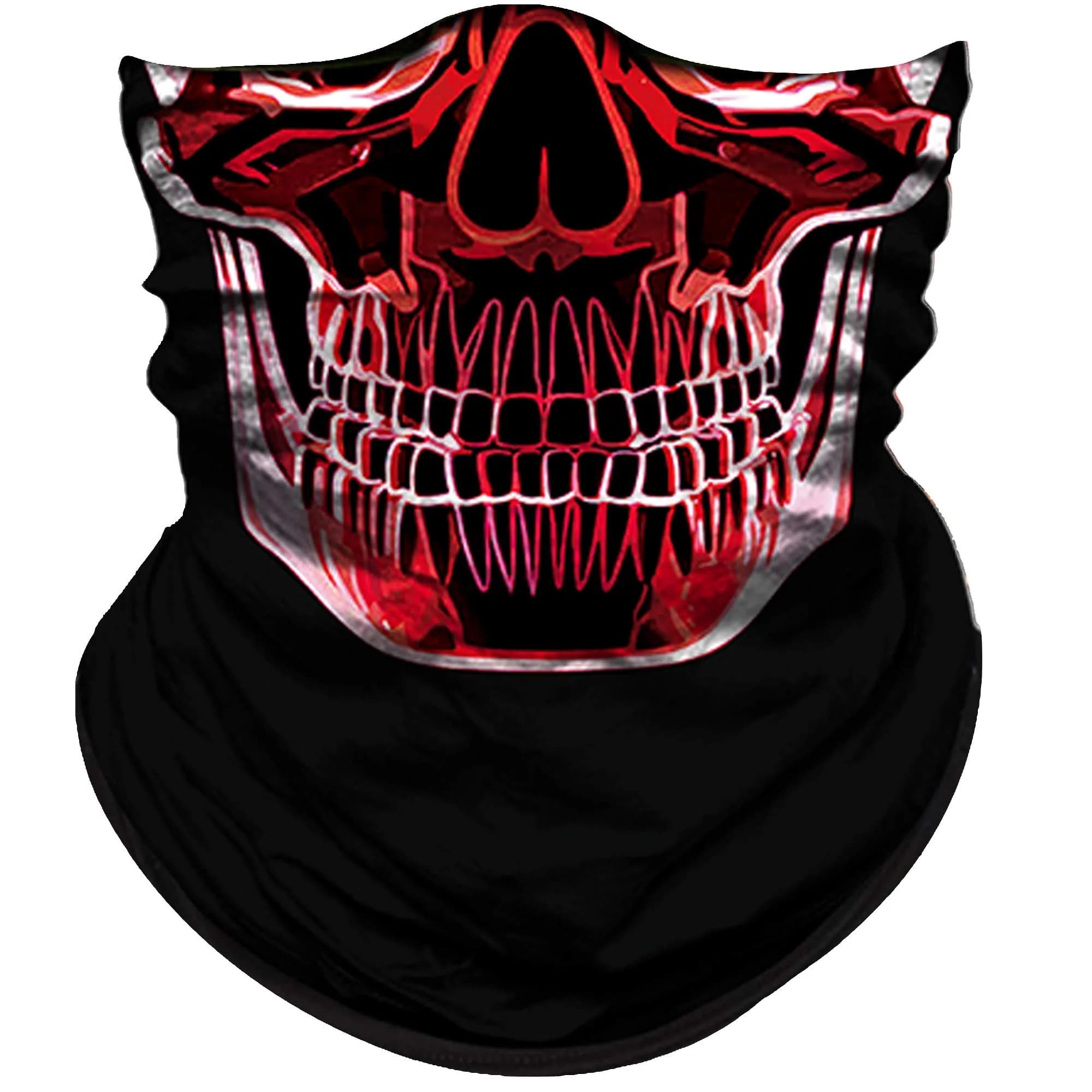 Obacle Red Line Skull Face Mask - Seamless 3D Tube Bandana for Dust & UV Protection - main product image