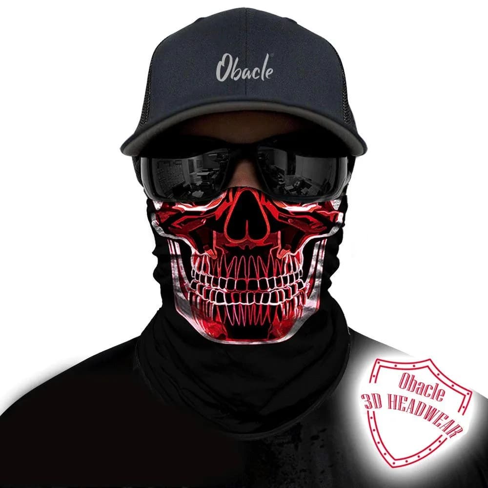 Obacle Red Line Skull Face Mask - Seamless 3D Tube Bandana for Dust & UV Protection - view 2