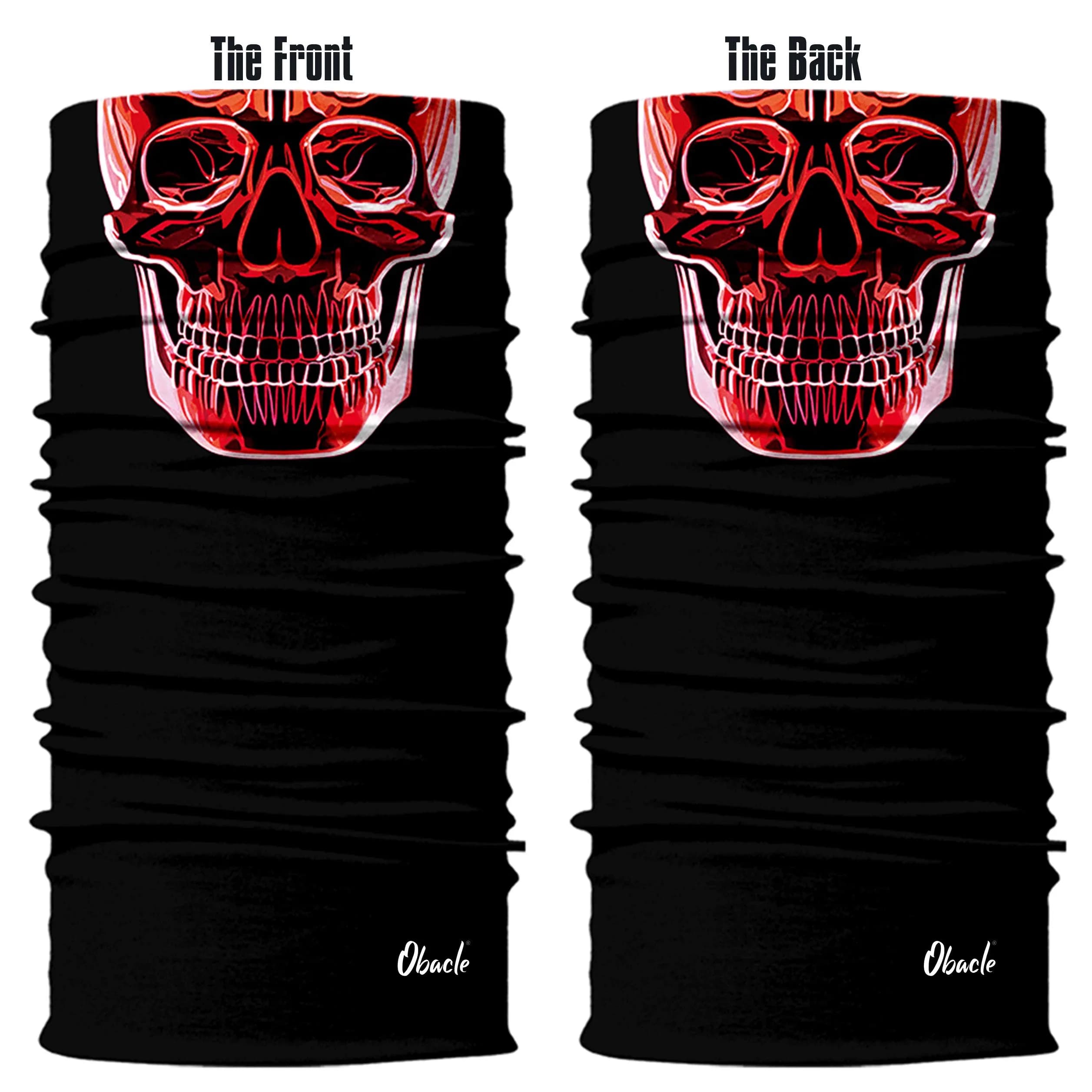 Obacle Red Line Skull Face Mask - Seamless 3D Tube Bandana for Dust & UV Protection - view 3
