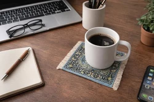 Inusitus Turkish Carpet Coasters Set of 4 | 15.2cm x 10.2cm (6"x4") Mini Drink Mats with Fringe thumbnail 2