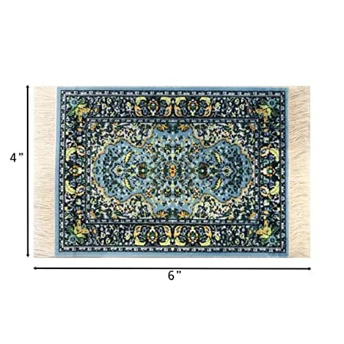 Inusitus Turkish Carpet Coasters Set of 4 | 15.2cm x 10.2cm (6"x4") Mini Drink Mats with Fringe thumbnail 3