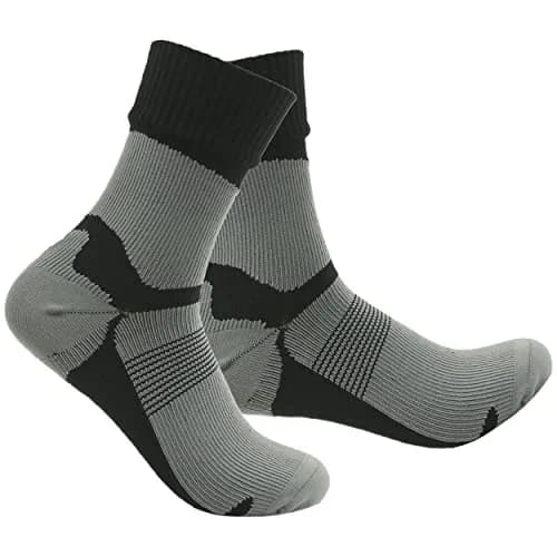 RANDY SUN Waterproof Breathable Wading Socks | Multisport Crew Hiking Cycling Socks (Small, Gray&Black) thumbnail 1