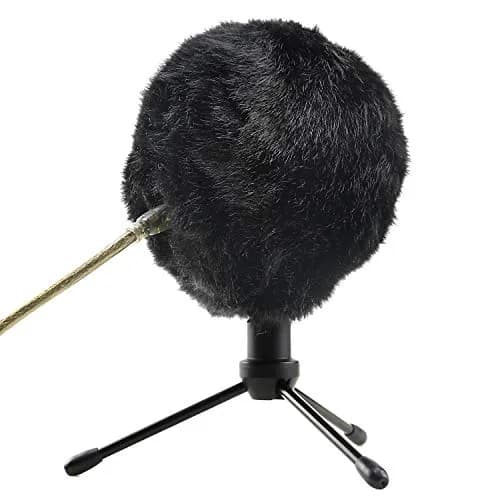 SUNMON Blue Snowball Furry Windscreen Cover Muff - Professional Snowball ICE Mic Foam Wind Cover Windshield Pop Filter for Recordings, Broadcasting, Singing (Black) | Wind Noise Reduction thumbnail 4