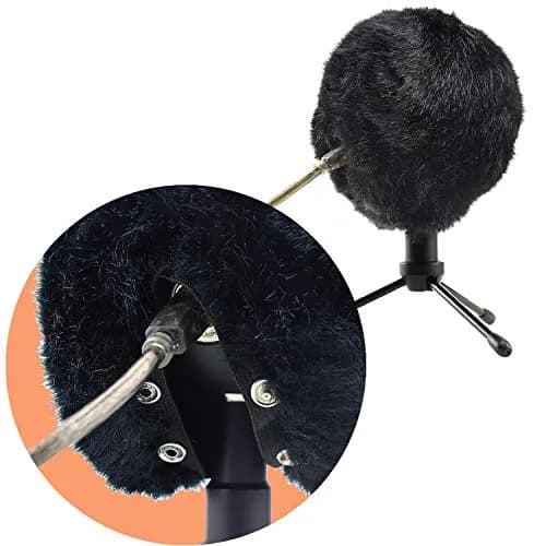 SUNMON Blue Snowball Furry Windscreen Cover Muff - Professional Snowball ICE Mic Foam Wind Cover Windshield Pop Filter for Recordings, Broadcasting, Singing (Black) | Wind Noise Reduction thumbnail 2
