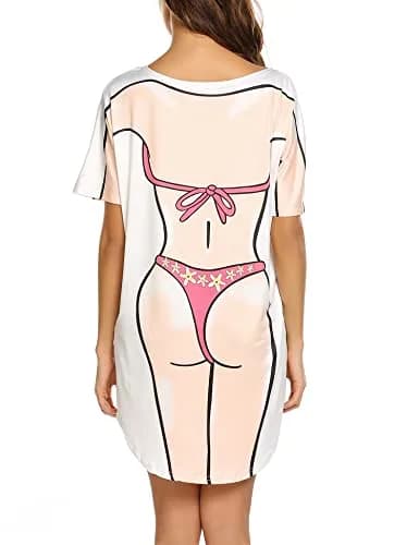 Ekouaer Women Hot Pink Bikini Cover up T-Shirt Above Knee | Soft Breathable Summer Style thumbnail 3